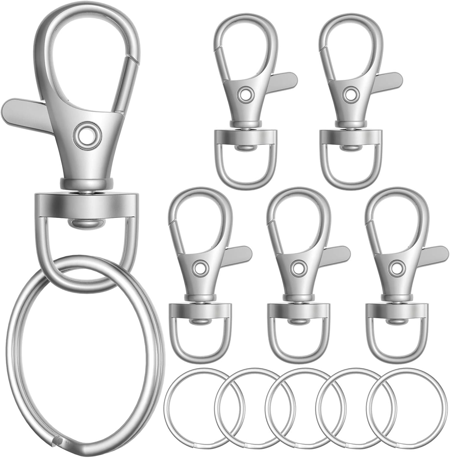 sprookber 100pcs Metal Lobster Claw Clasp with Key Ring, Keychain Rings for Craf...