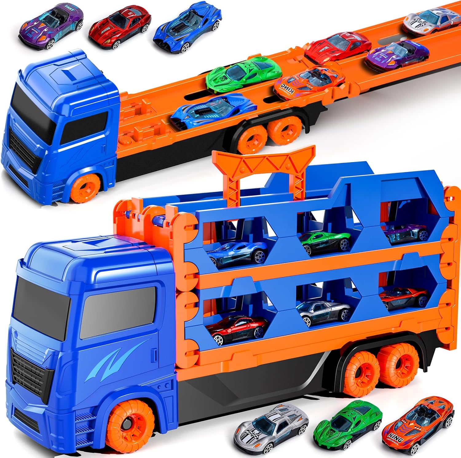 iHaHa Toddler Toys for 3 4 5 6 Years Old Boys, Die-Cast Transport Truck Car Toys...