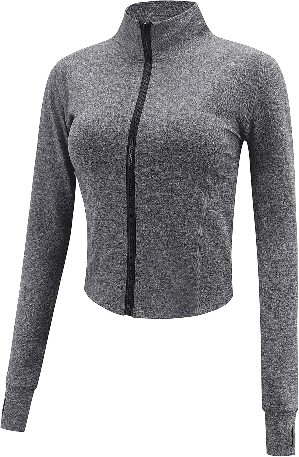 Gihuo Women's Athletic Full Zip Lightweight Workout Jacket with Thumb Holes Smal...