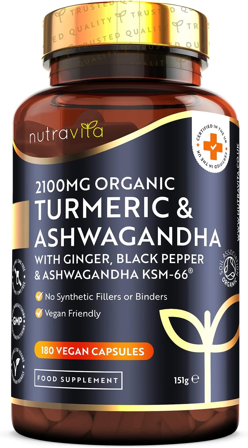 Nutravita Turmeric & Ashwagandha KSM-66 ® - 180 High Strength Capsules with Ging...