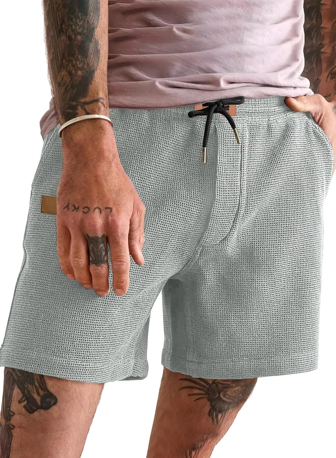 JMIERR Men's Casual 5"/ 7" Shorts Waffle Elastic Waist Drawstring Workout Runnin...