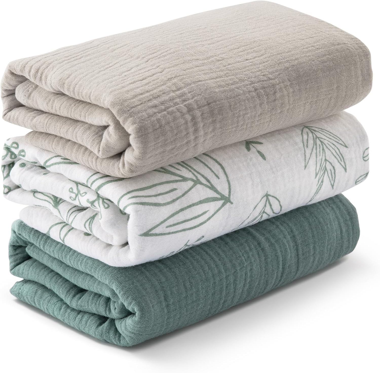Muslin Swaddle Blankets for Newborn, 3 Pack Breathable Soft Receiving Blanket, L...