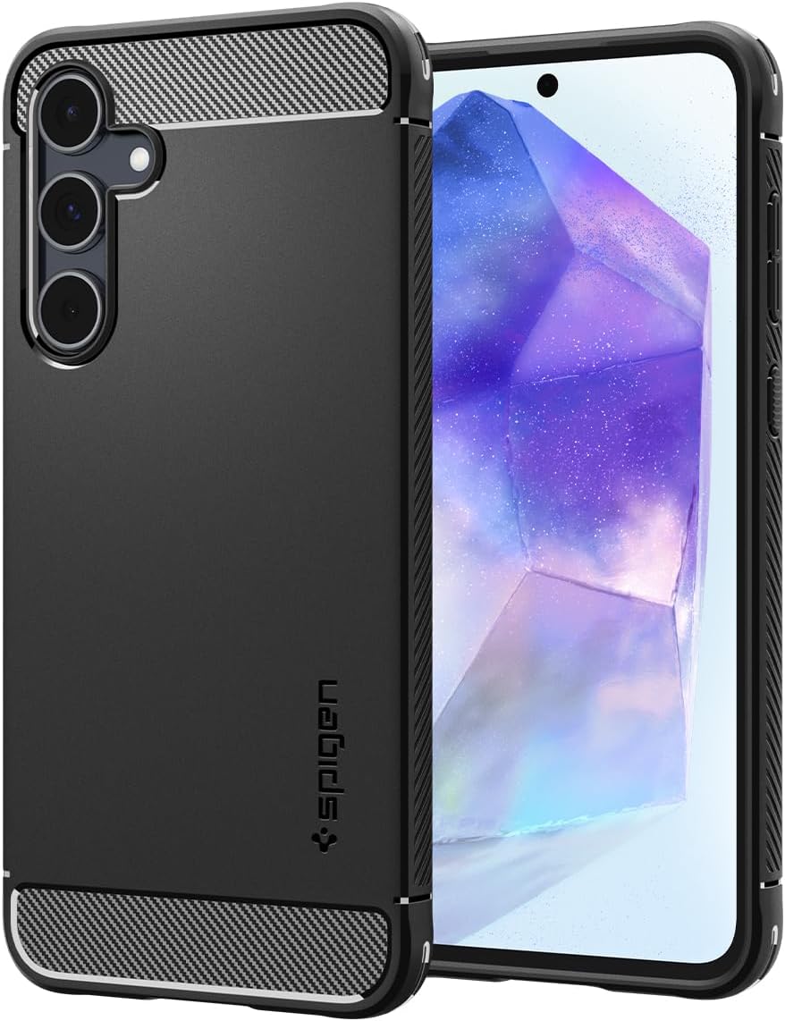 Spigen Rugged Armor Phone Case Compatible with Samsung Galaxy A55 5G - Matte Bla...