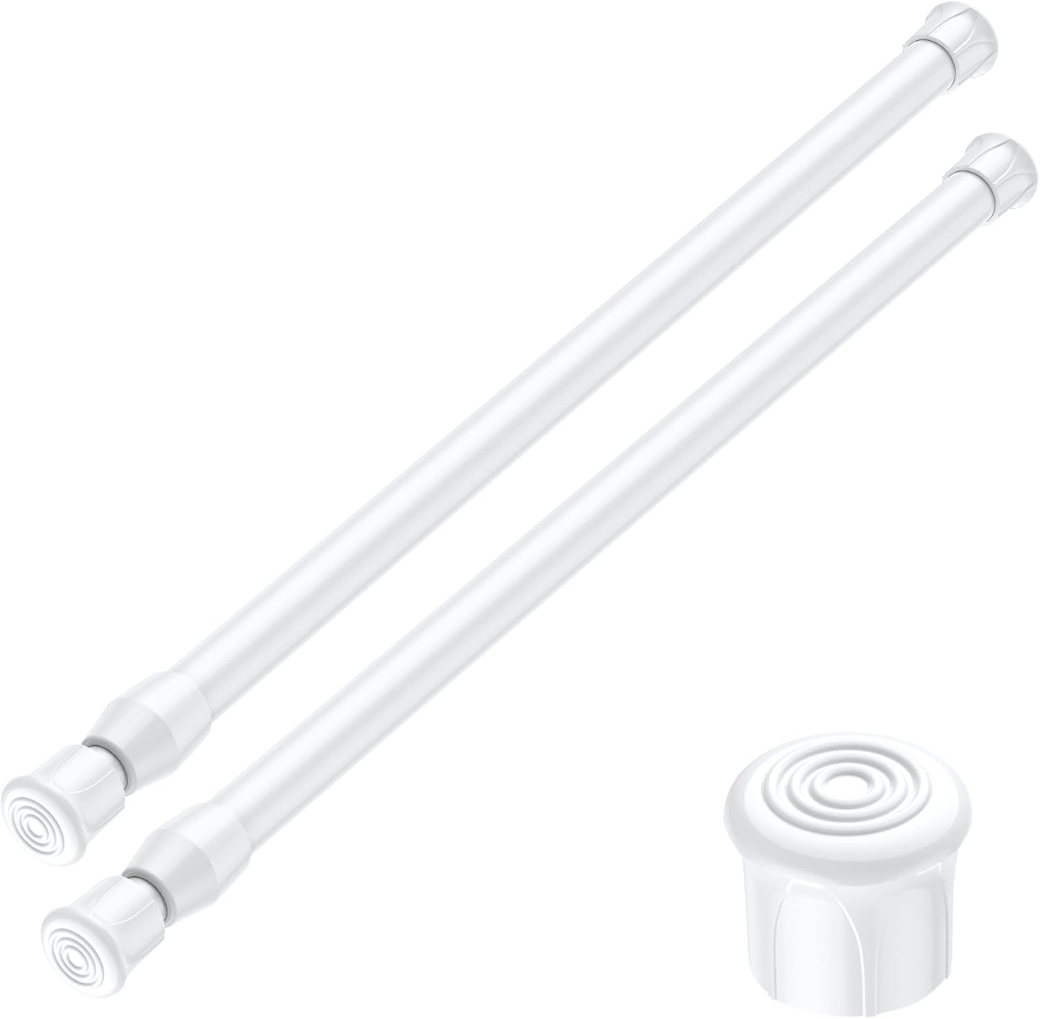 AIZESI 2PCS White Tension Rod 16 to 28 Inch, Adjustable Spring Curtain Rod No Dr...