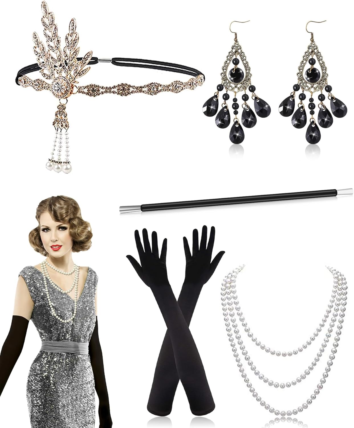 Alintor 1920s Accessories for Women, Great Gatsby Accessories Women, Flapper Dre...