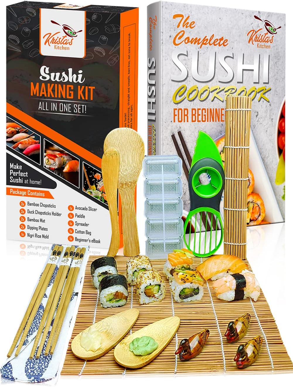 Sushi Making Kit – Sushi Maker Set with Bamboo Rolling Mat - Make Your Own Sushi...