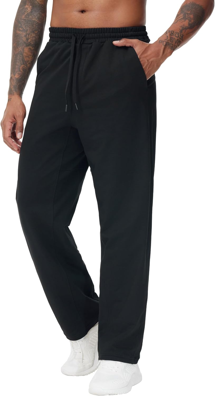 THE GYM PEOPLE Men's Baggy Sweatpants Lightweight Lounge Open Bottom Athletic Wo...