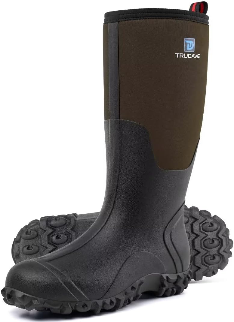 Rubber Boots for Men with Steel Shank, Waterproof Insulated Reliable Rain Boots...