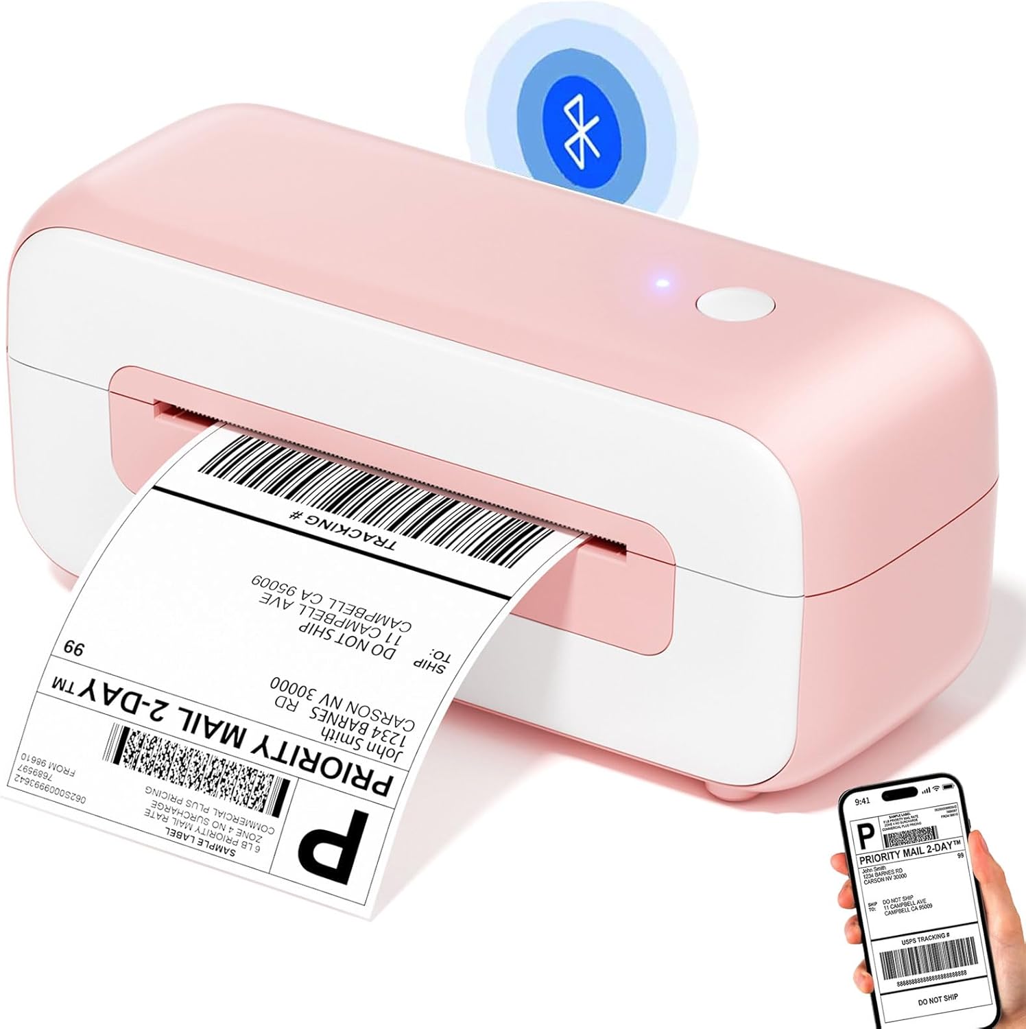 Phomemo Pink Bluetooth Thermal Label Printer 4x6, Shipping Label Printer for Sma...