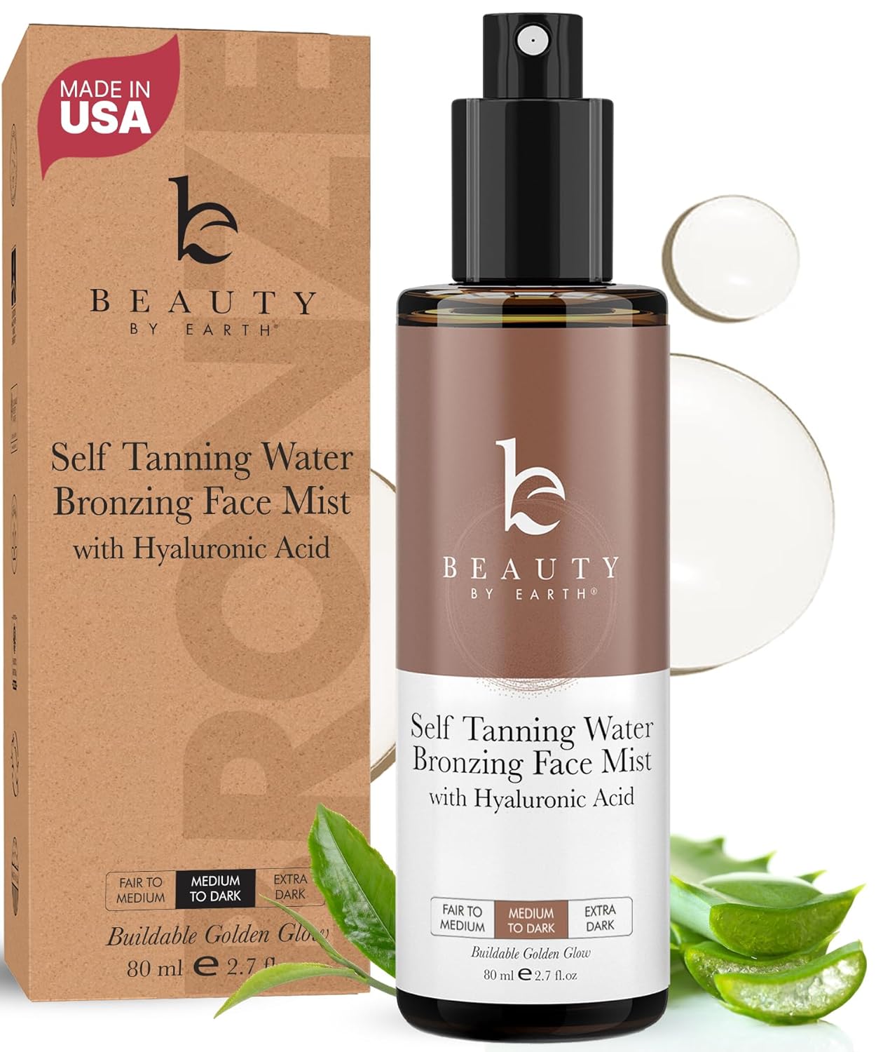 Self Tanning Face Mist - USA Made with Natural & Organic Ingredients, Sunless Ta...