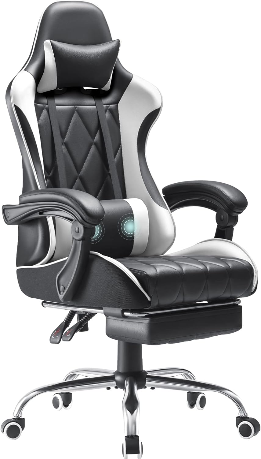 Homall Gaming Chair, Computer Chair with Footrest and Massage Lumbar Support, Er...