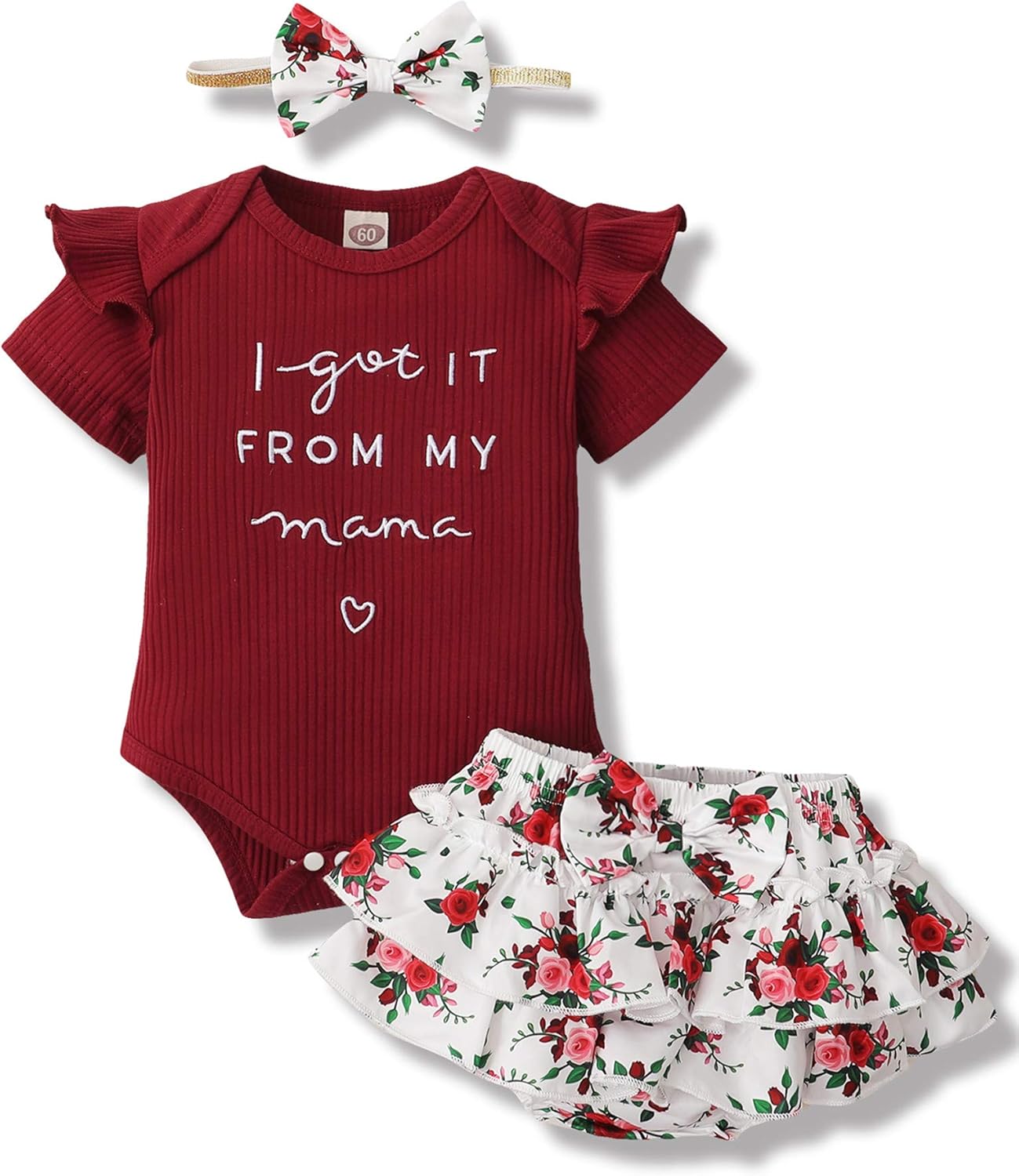 Mioglrie Newborn Infant Baby Girl Clothes Romper Shorts Set Floral Summer Outfit...