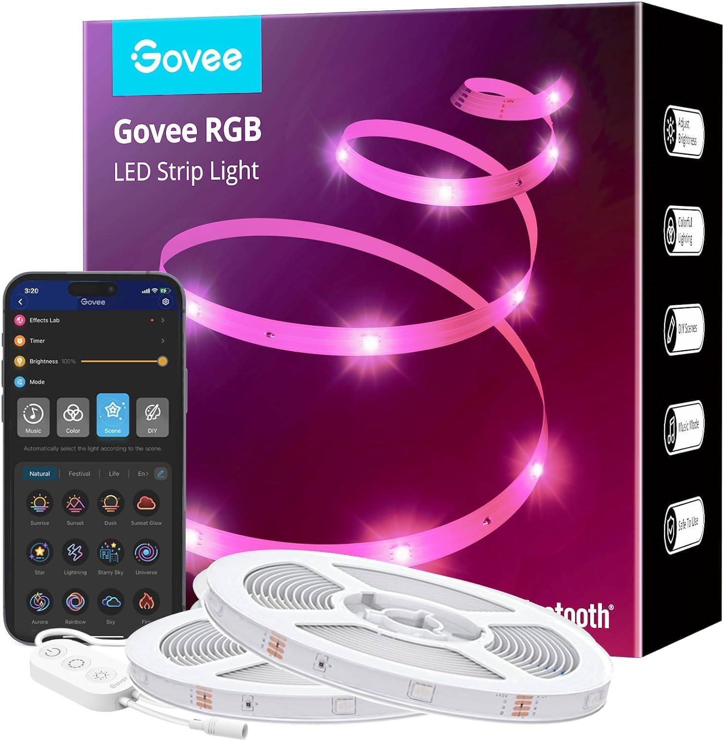Govee LED Lights 40M, Bluetooth Rope Lights with App Control, 64 Scenes and Musi...