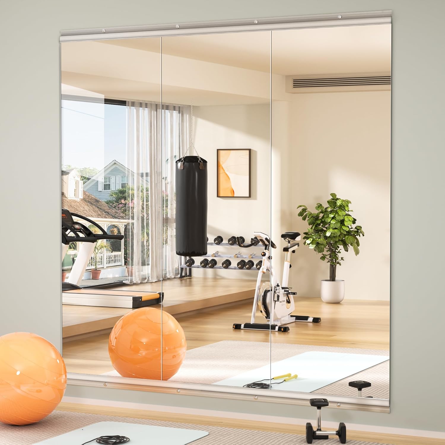Hasipu Home Gym Mirror 55"x17"(Each)-3 PCS Large Full Body Mirror for Yoga, Larg...