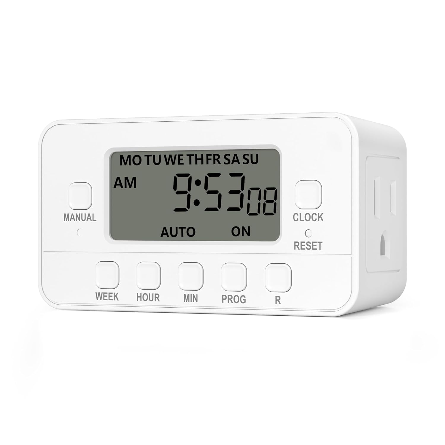 BN-LINK 7-Day Heavy Duty Digital Timer with Dual Outlet, LCD Display, 3-Prong Pr...