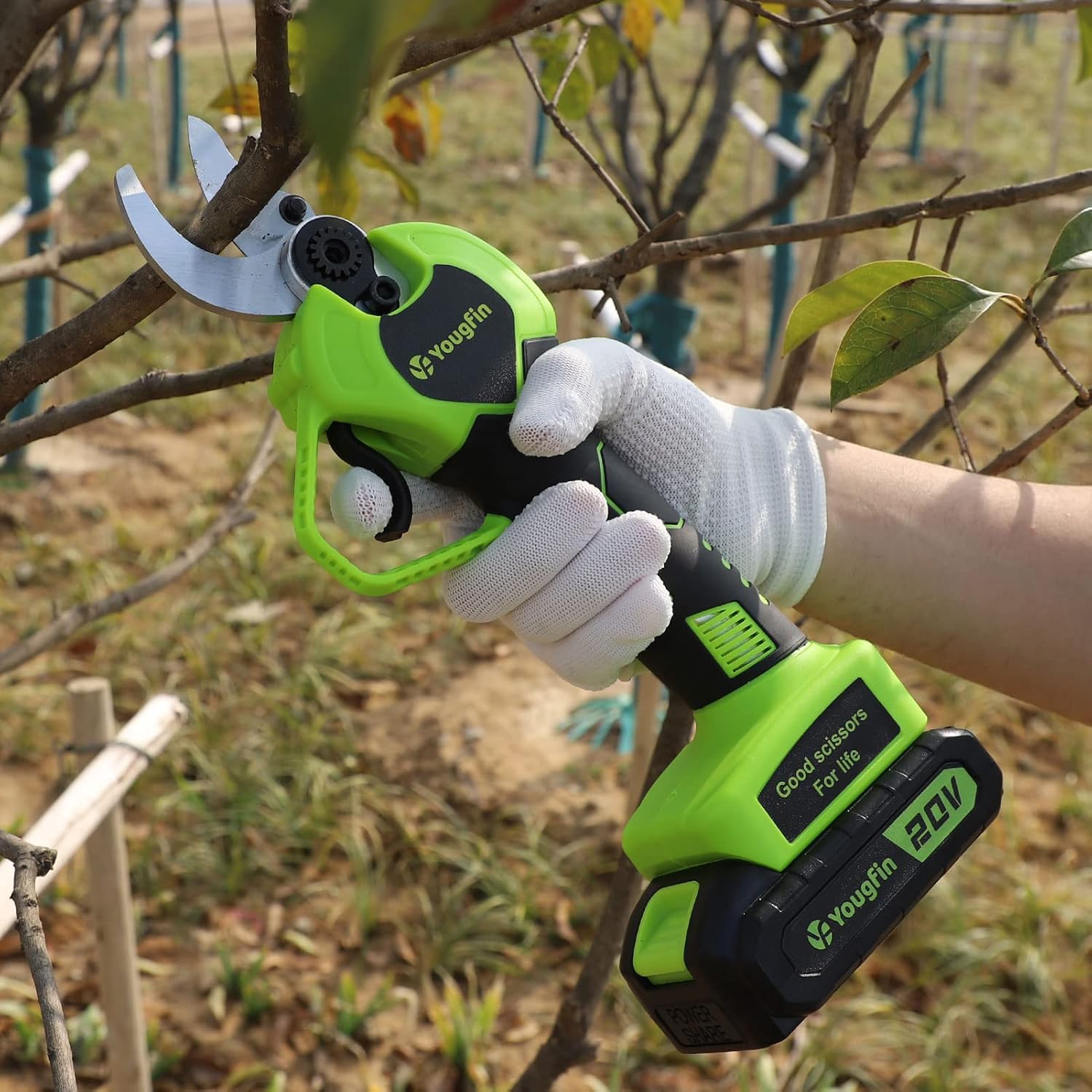 YOUGFIN Electric Pruning Shears for Gardening Heavy Duty, Battery Powered Cordle...