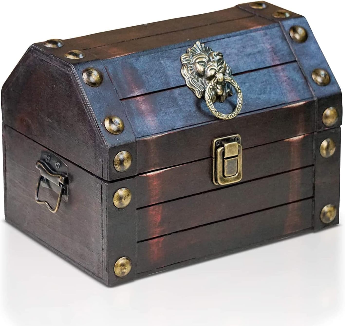 BRYNNBERG wooden pirate treasure chest Lionshead L 50x36x36cm decorative storage...