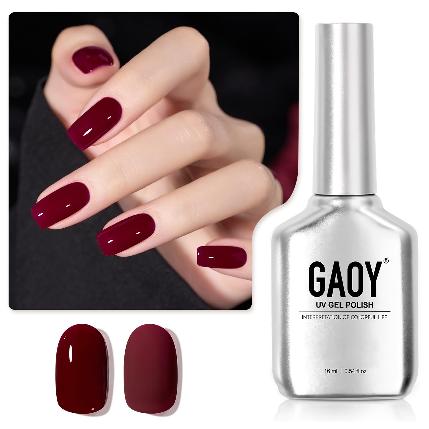 GAOY Red Gel Nail Polish, 16ml Soak Off Gel Polish, UV Light Cure for Nail Art D...