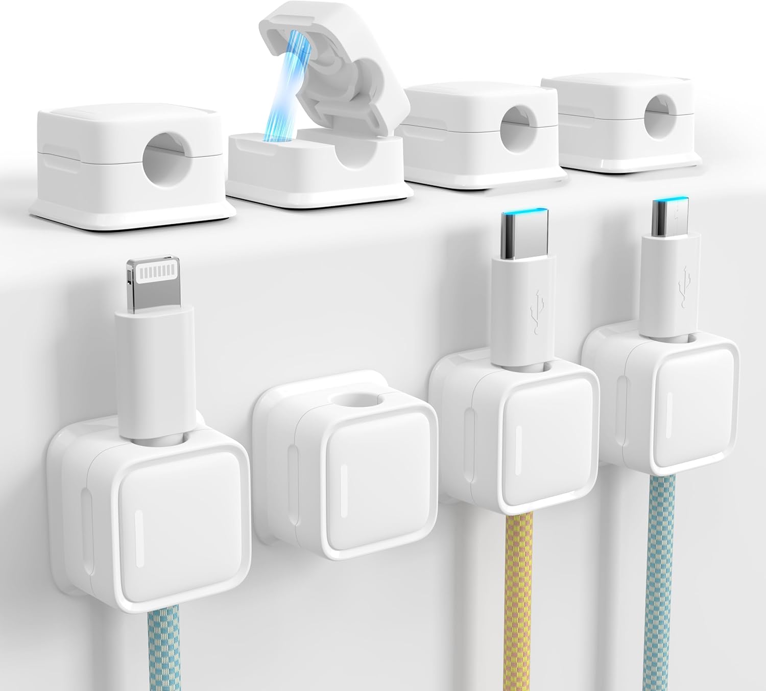 Cord Organizer Holder, 8 Pack Magnetic Desk Cable Clips Management, Hide Phone C...