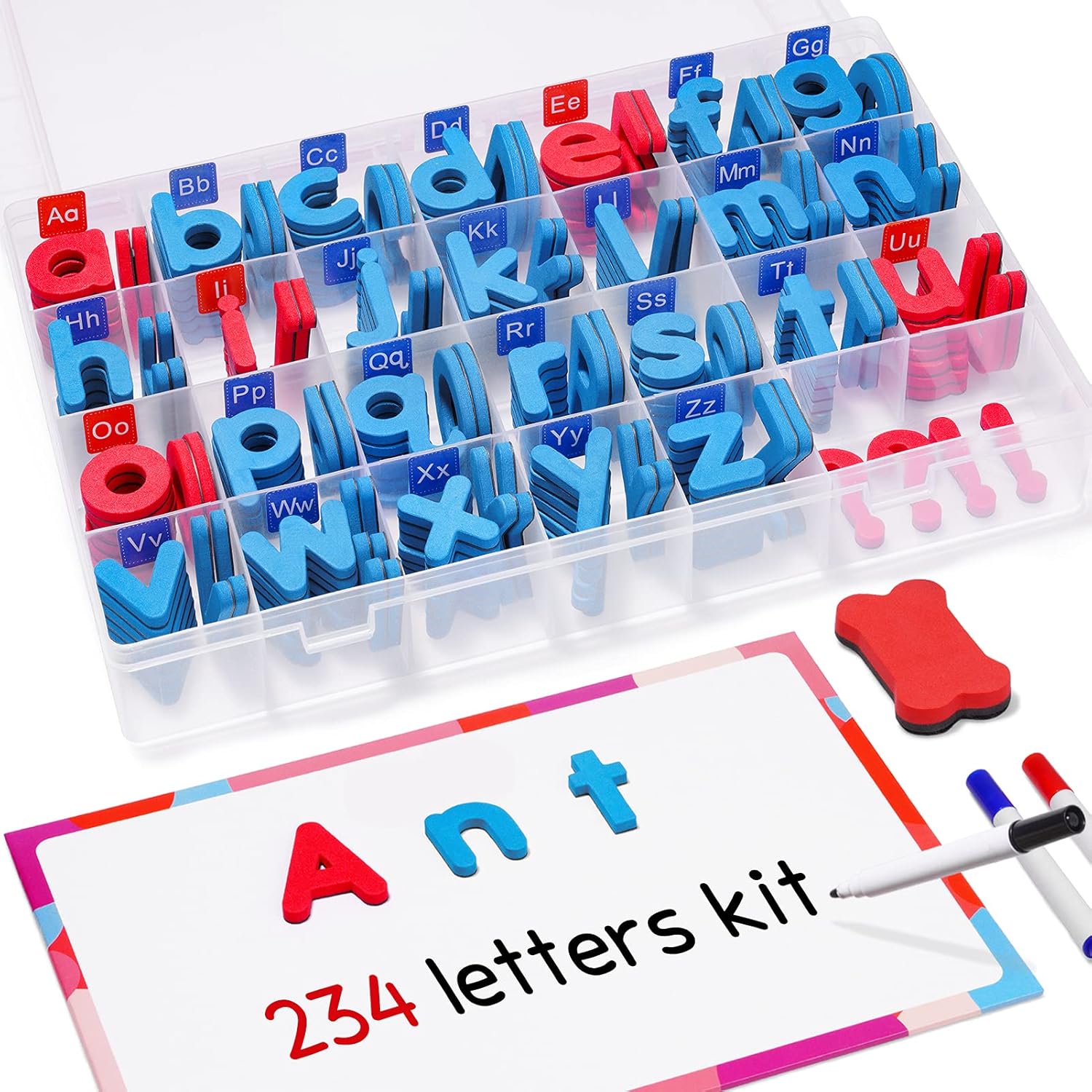 JoyNote Classroom Magnetic Letters Kit 234 Pcs with Double-Side Magnet Board - F...