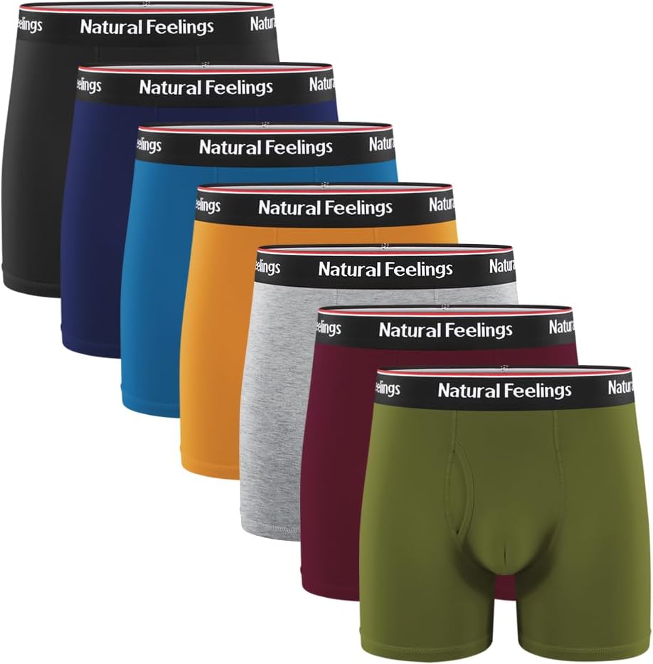 Natural Feelings Boxer Briefs Mens Underwear Men Pack Soft Cotton Open Fly Under...