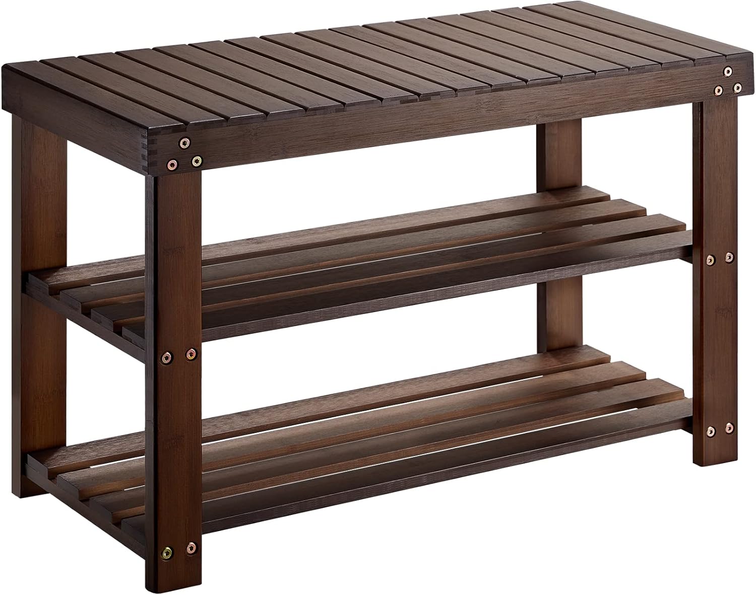 Pipishell Bamboo Shoe Rack Bench, 3 Tier Sturdy Shoe Bench, Storage Shoe Organiz...