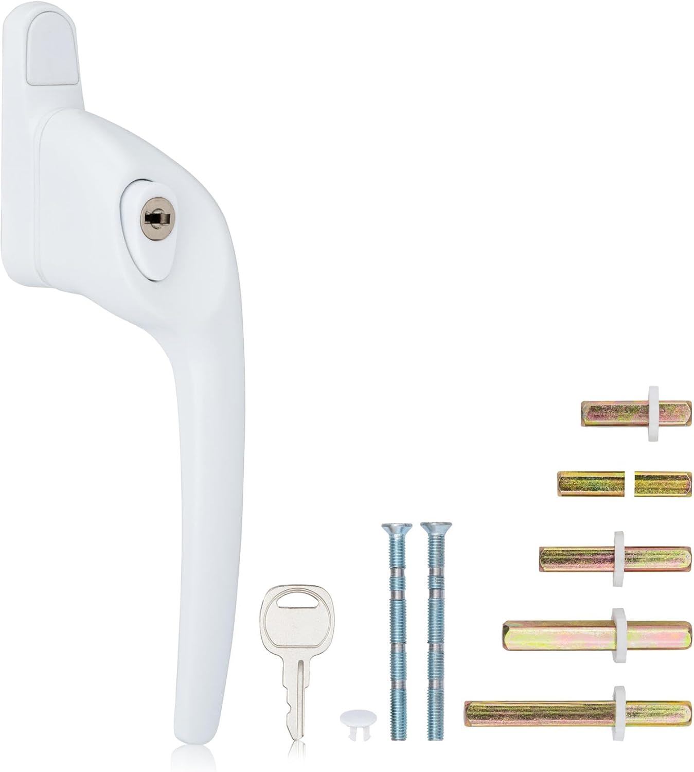 XFORT Cranked Locking Window Handle Installation Kit in White, Right Hand UPVC W...