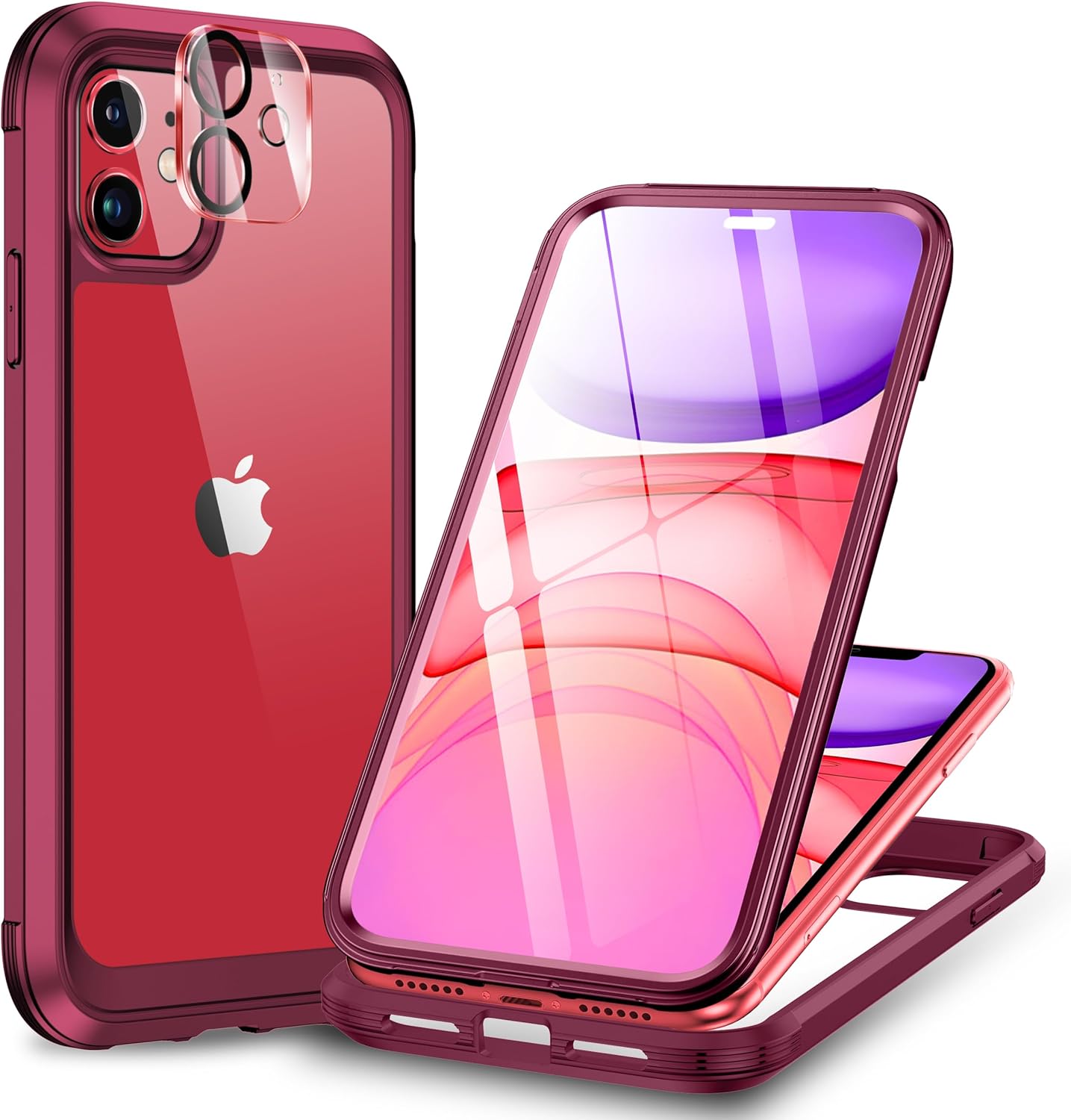 Miracase Glass Series for iPhone 11 - Full-Body Rugged Protective Case with Buil...