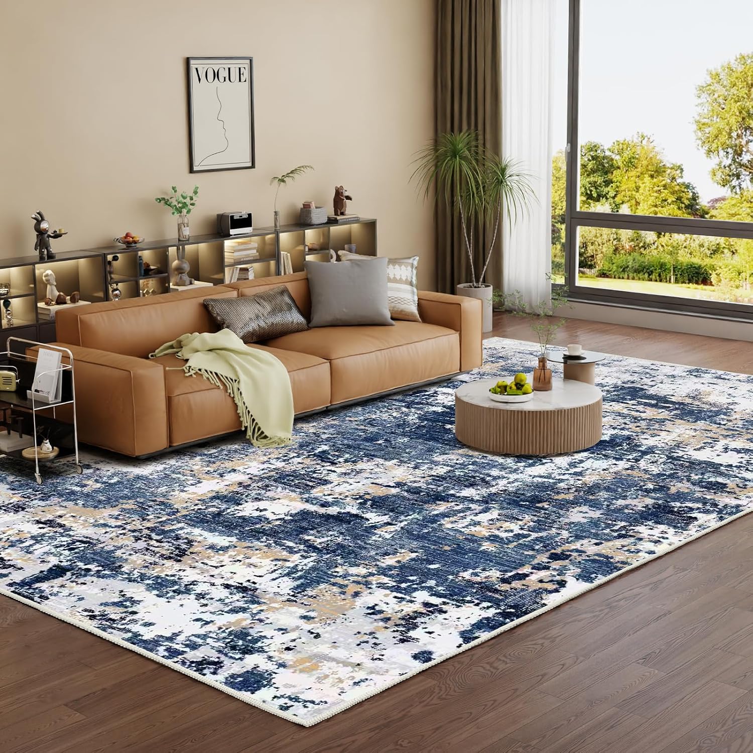 Vamcheer Machine Washable Rugs for Living Room - Modern Soft Faux Short Pile Are...