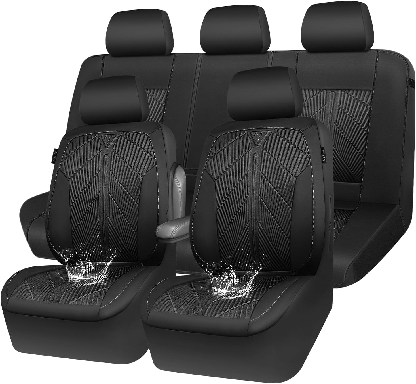 CAR PASS Waterproof Seat Covers Full Set,Neoprene Wetsuit, All-Weather Non-Slip...
