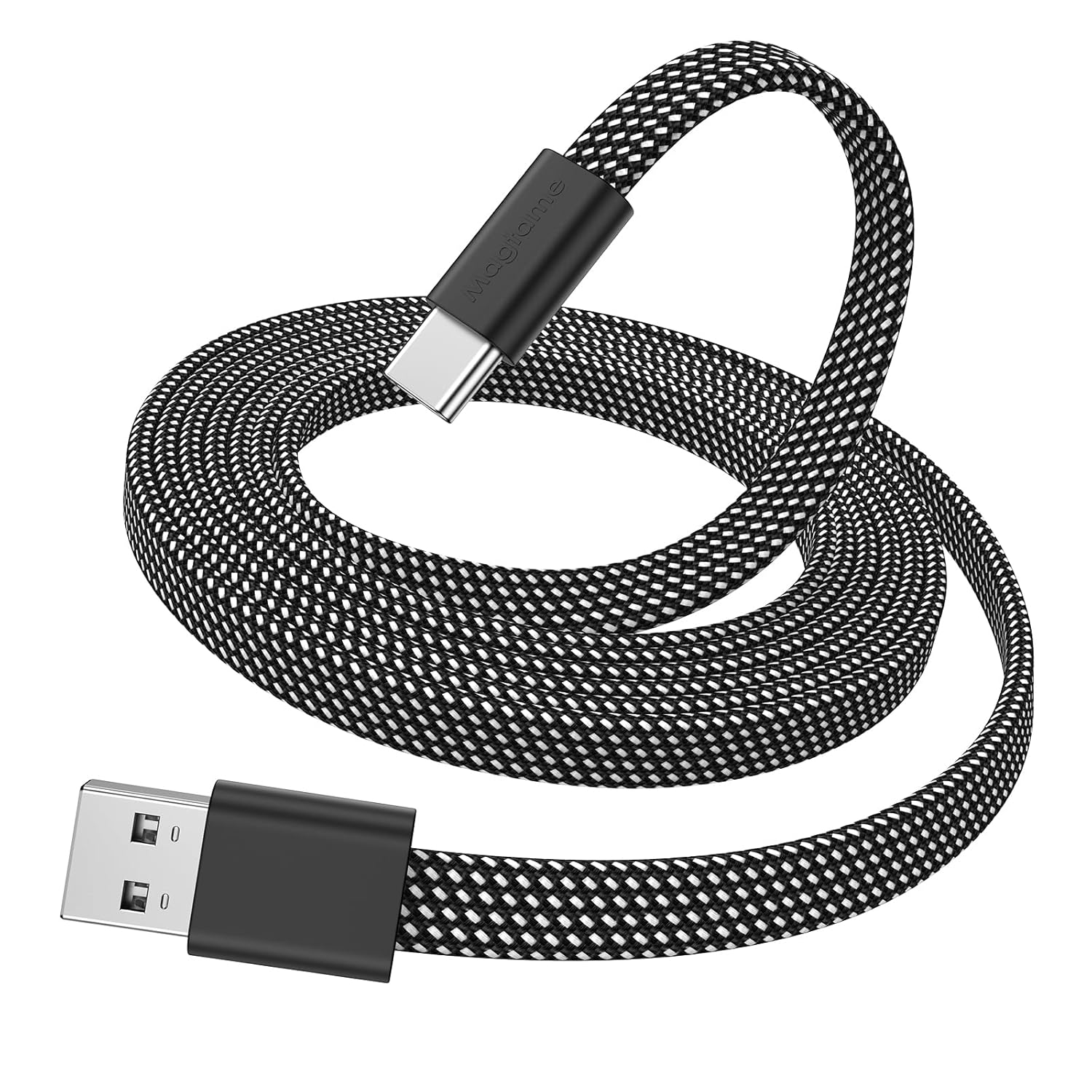Magtame USB A to USB C Cable, 5ft Flat Magnetic Charging Cable, Coiled USB C Cab...