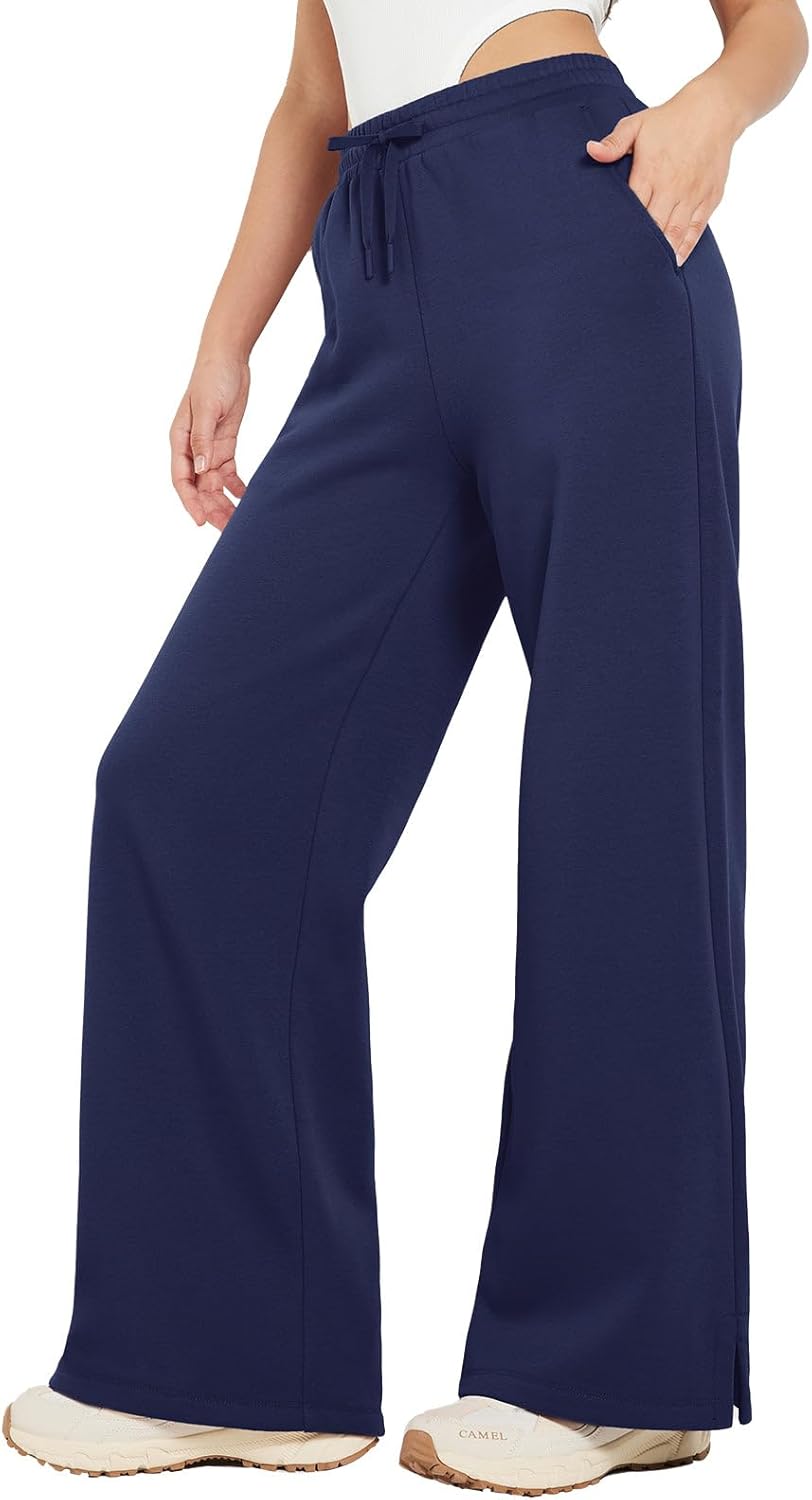 BALEAF Womens Fleece Lined Wide Leg Sweatpants Drawstring Sweat Pants with Pocke...