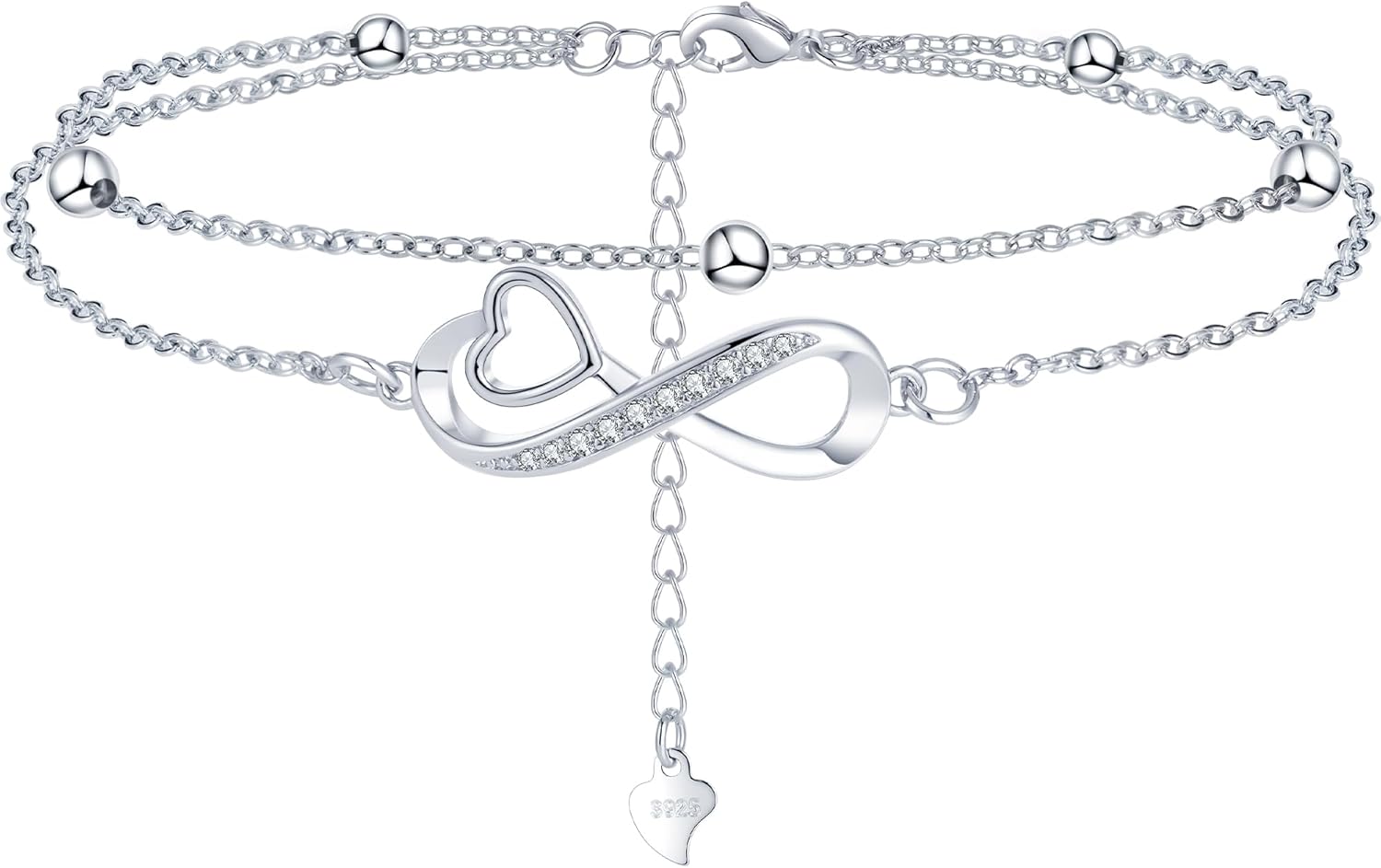 MOROTOLE Sterling Silver Bracelet Layered Silver Bracelet for Women Cubic Zircon...