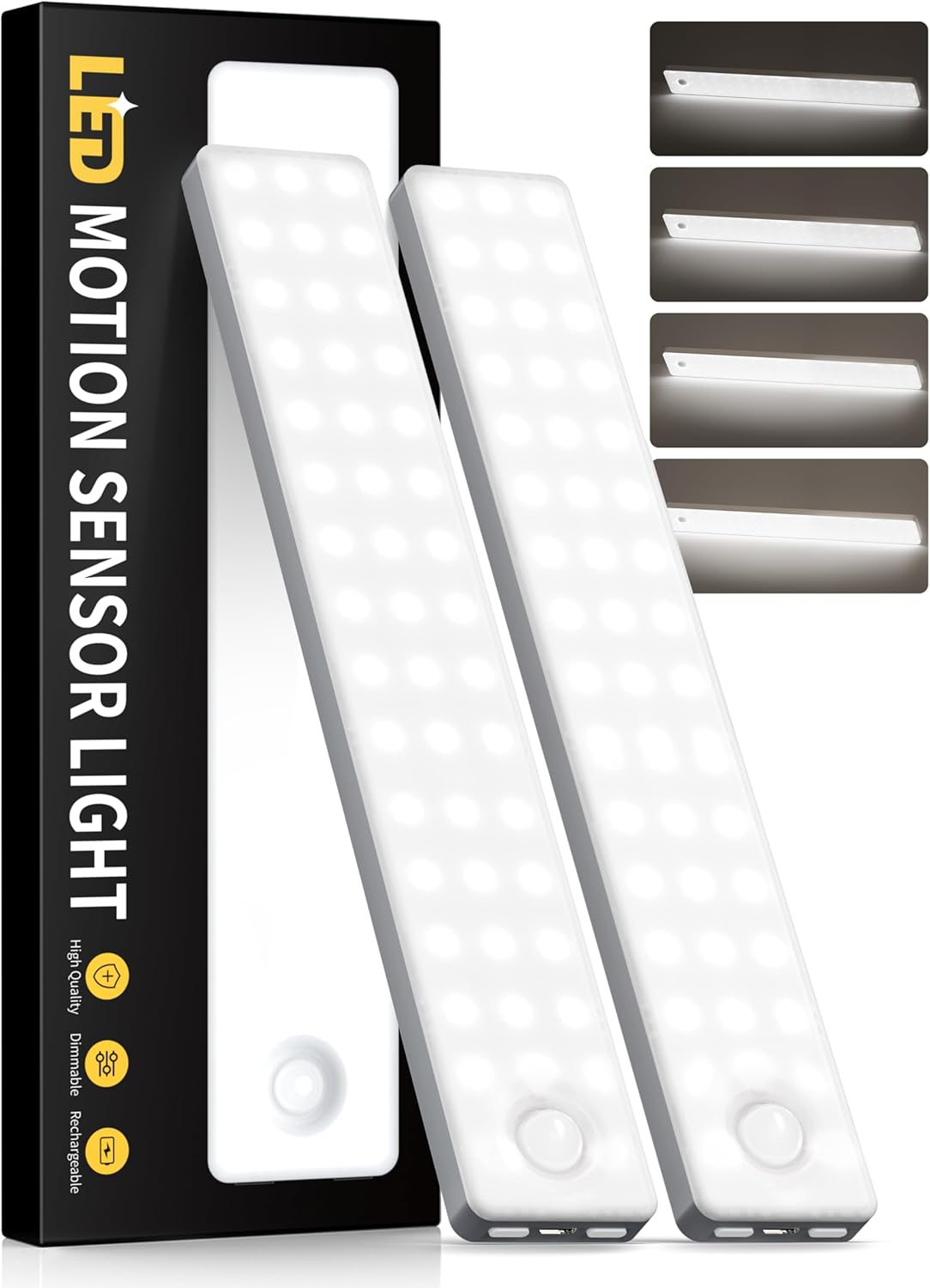Under Cabinet Lighting, 2 Pack Motion Sensor Light Indoor, Rechargeable Closet L...