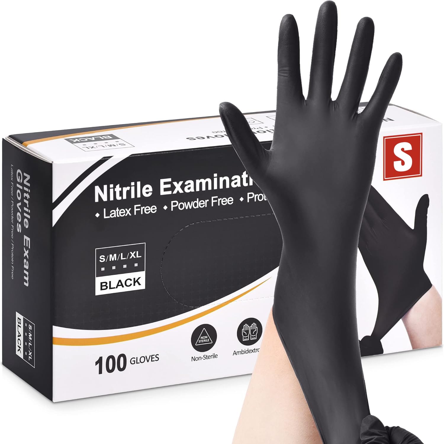 Black Nitrile Disposable Gloves - Latex Free, Powder Free, Exam Disposable Glove...