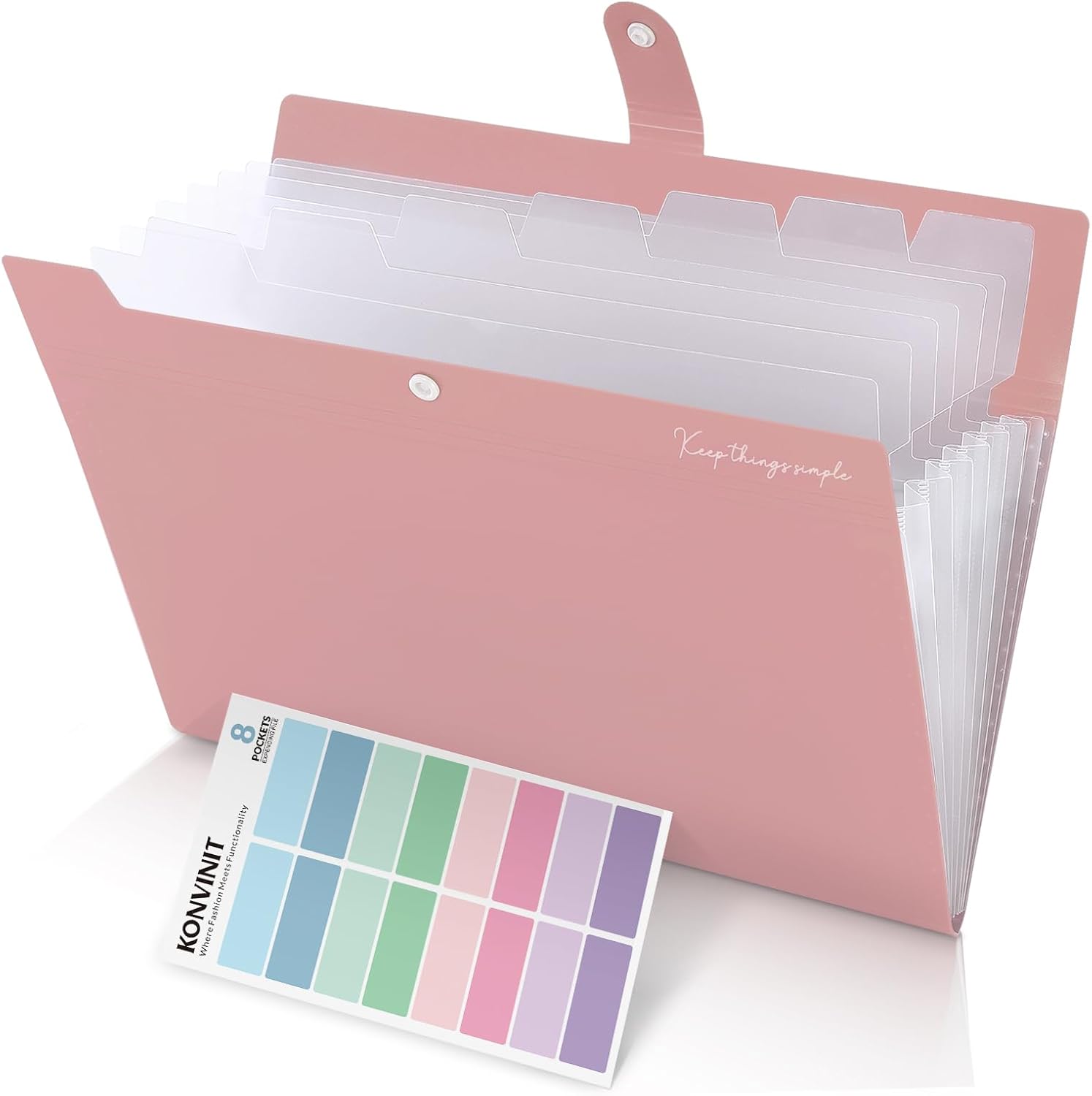 KONVINIT A4 File Organiser - Organiser Folder with 8 Pockets Expanding Folder Po...