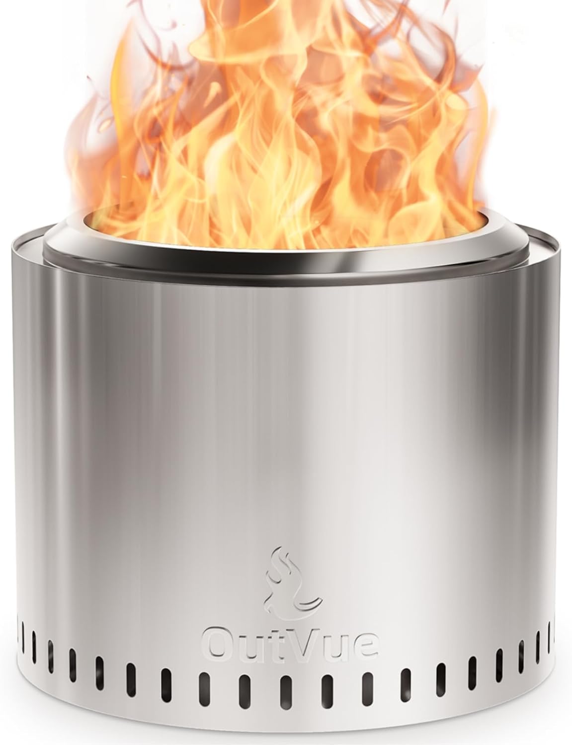 19.5 inch Stainless Steel Smokeless Fire Pit, Outdoor Smokeless Firepit, Wood Bu...