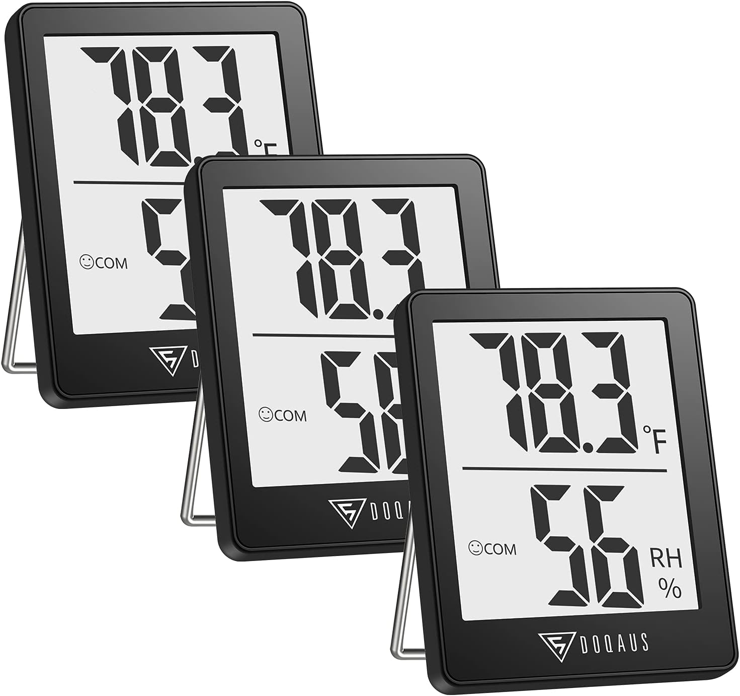 DOQAUS Digital Hygrometer Indoor Thermometer 3 Pack, Room Thermometer with 5s Fa...