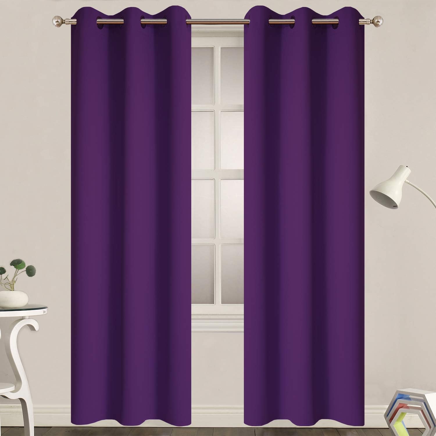 Yakamok Blackout Curtains for Bedroom,Thermal Insulated Blackout Grommet Top Dra...