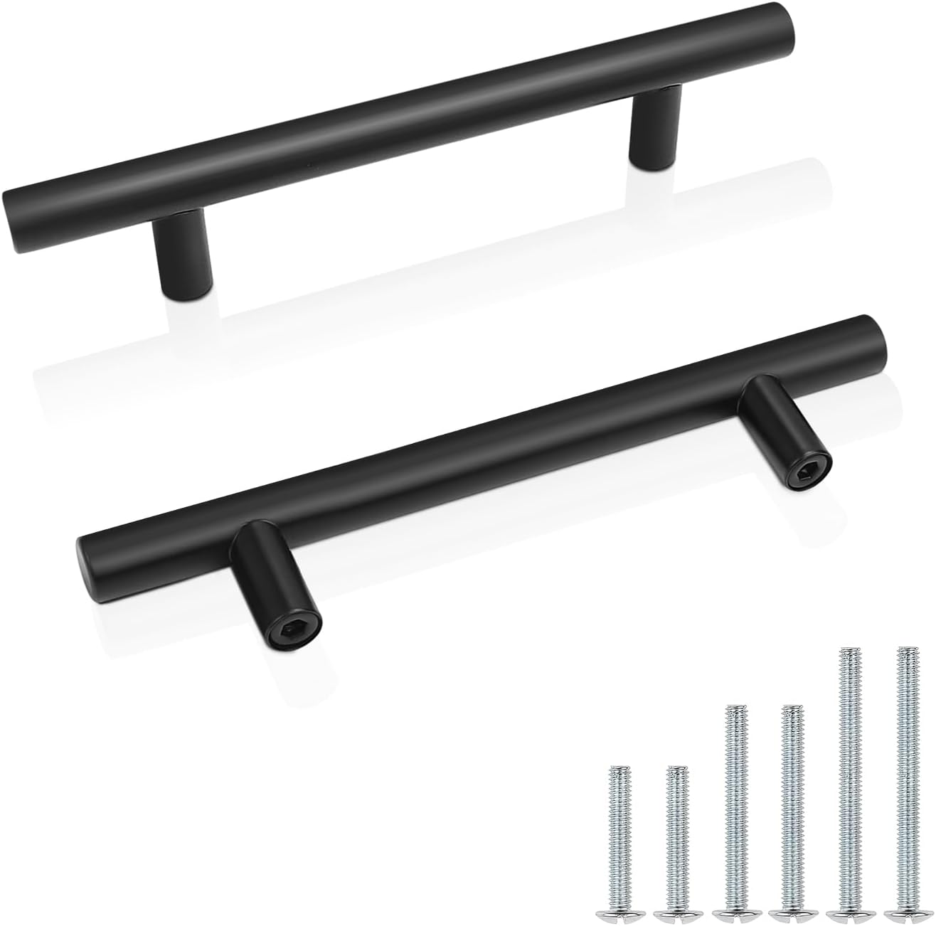 Probrico Black Kitchen Cabinet Handles, 10 Pack Black Cupboard Door Handles, 102...
