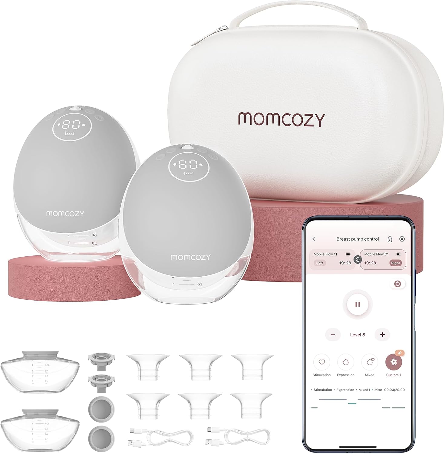 Momcozy Hands Free Breast Pump Mobile Flow | M9 Upgrade, Electric & App Control,...