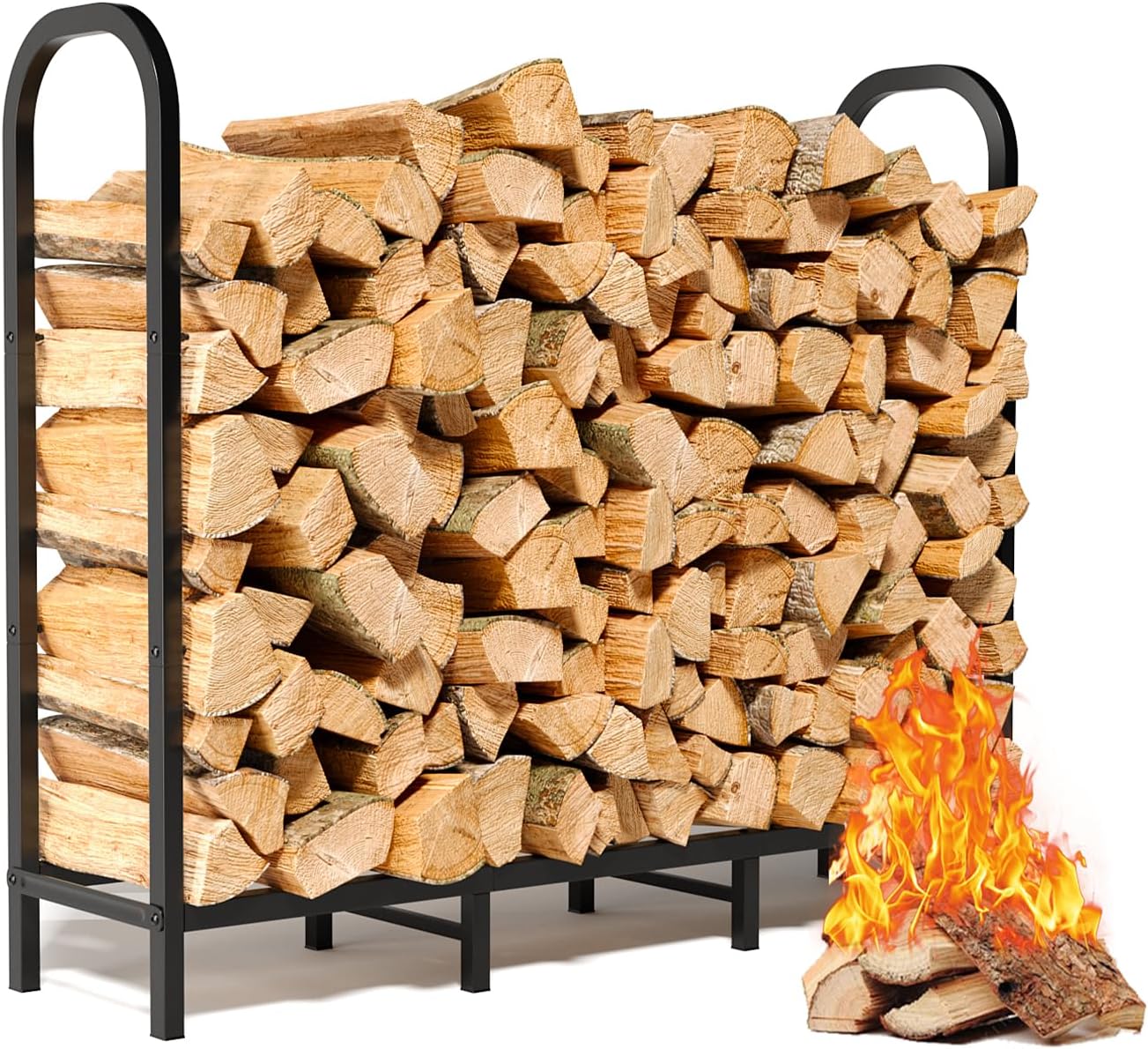 GREENER 4x4FT Firewood Rack Outdoor - Heavy Duty Wood Racks Outdoor for Firewood...