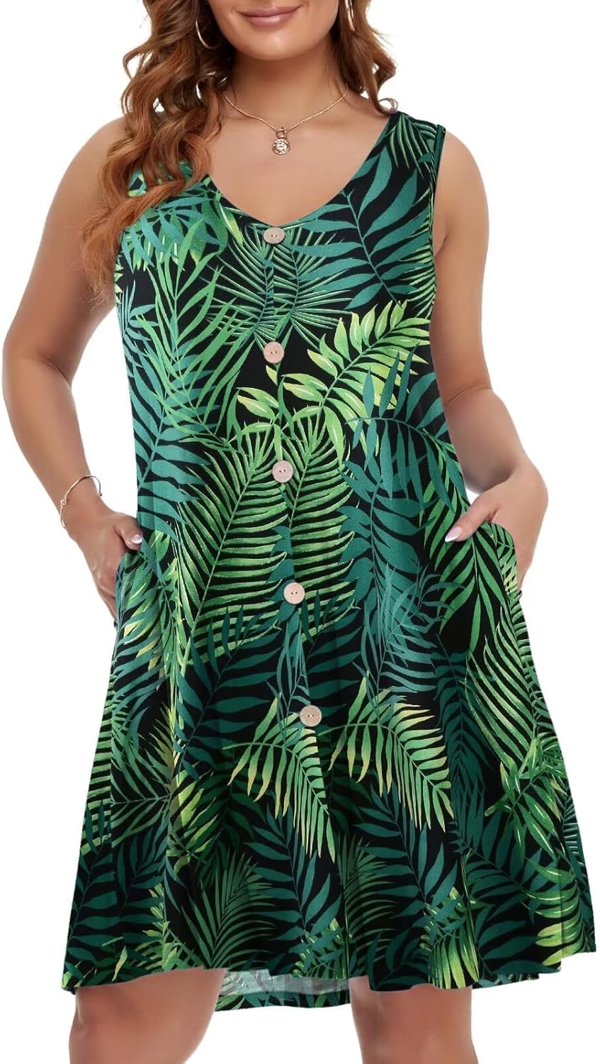 BELAROI Summer Dresses for Women Beach Tshirt Sundress V Neck Casual Swing Tank...
