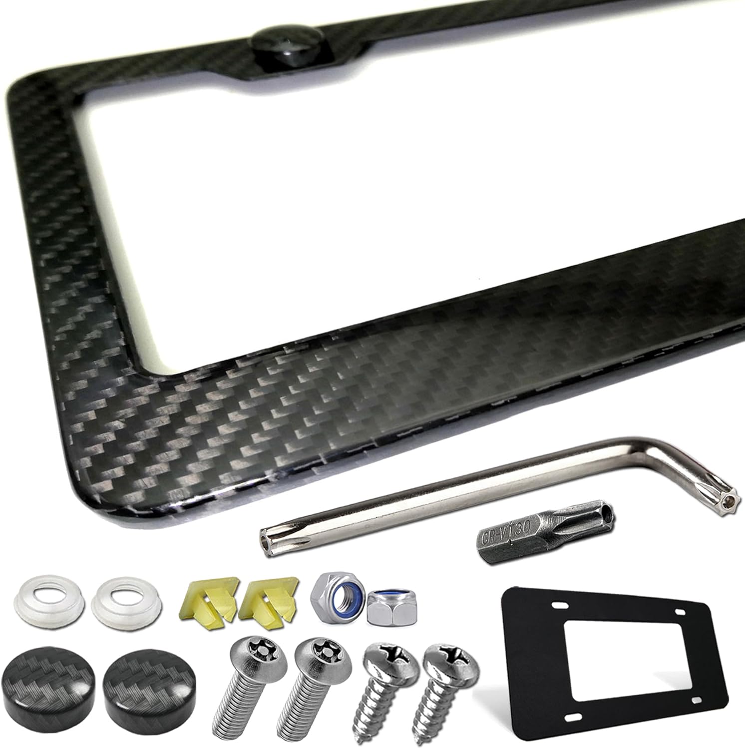 Carbon Fiber License Plate Frame- 100% Handcrafted Real Carbon Fiber Cloth Wrap...