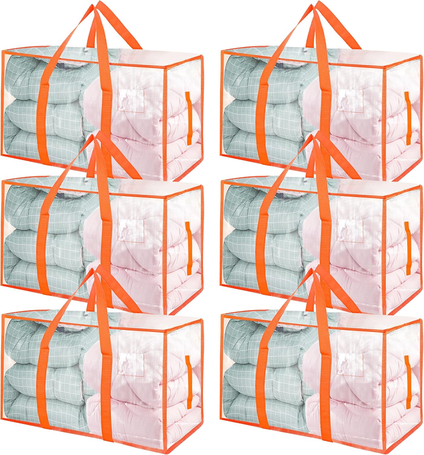6 Pack Moving Bags Heavy Duty Storage Bags With Zippers And Strong Handles Packi...