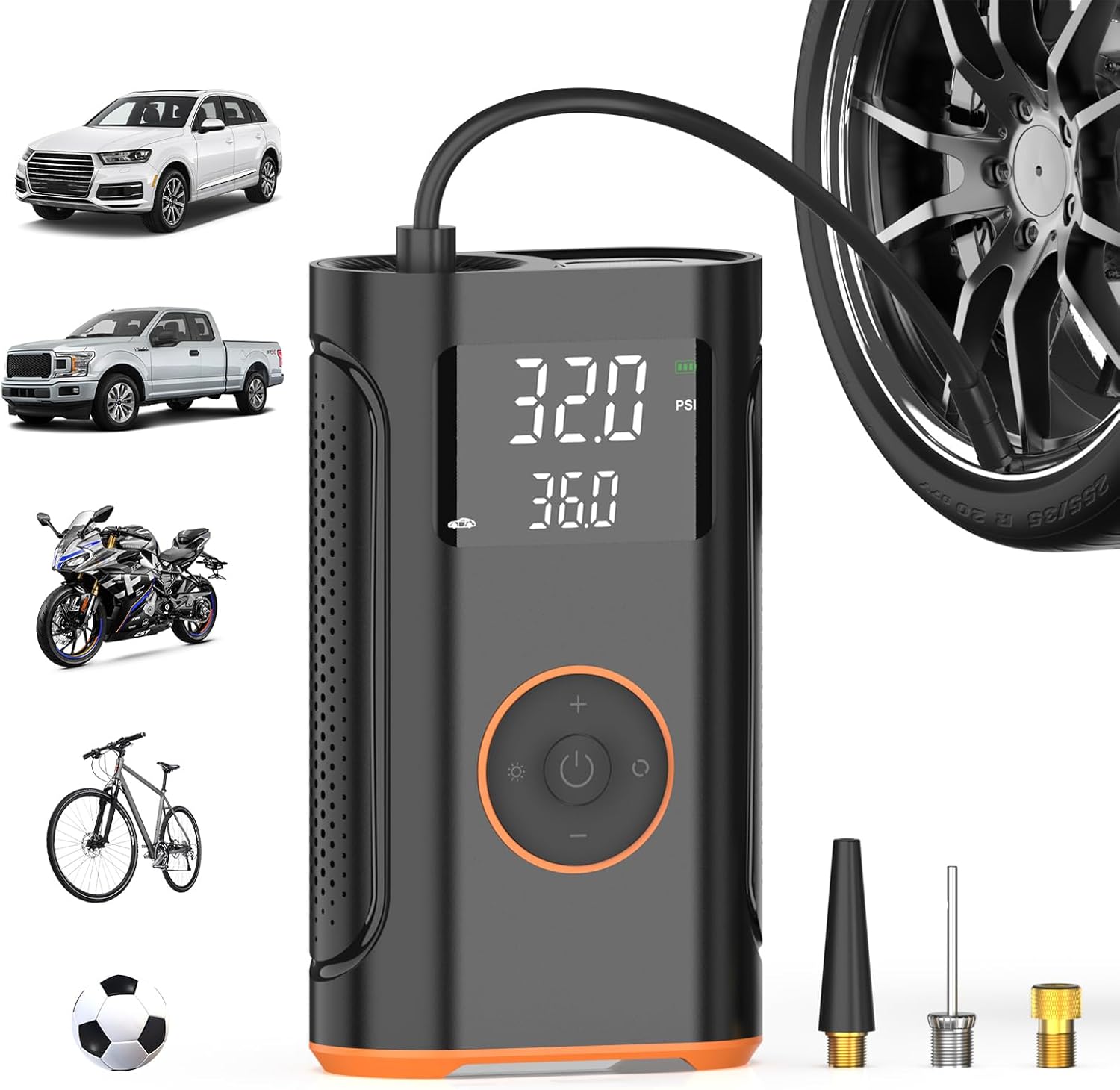 (New Upgrade) ZSX Tire Inflator Portable Air Compressor-160 PSI Air Pump with Me...