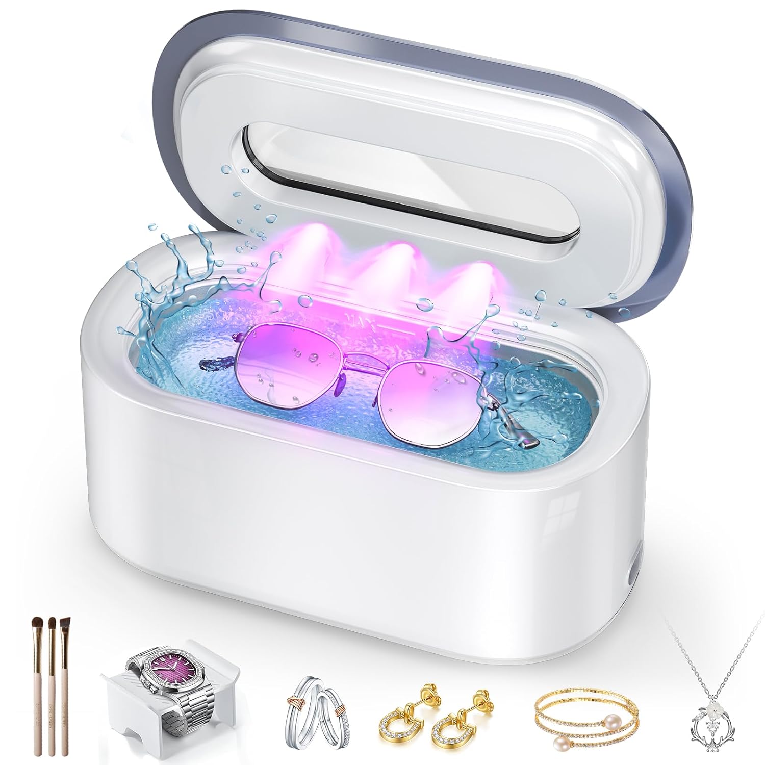 Ultrasonic Jewelry Cleaner, 48Khz 30W Portable Professional Jewelry Cleaner Ultr...