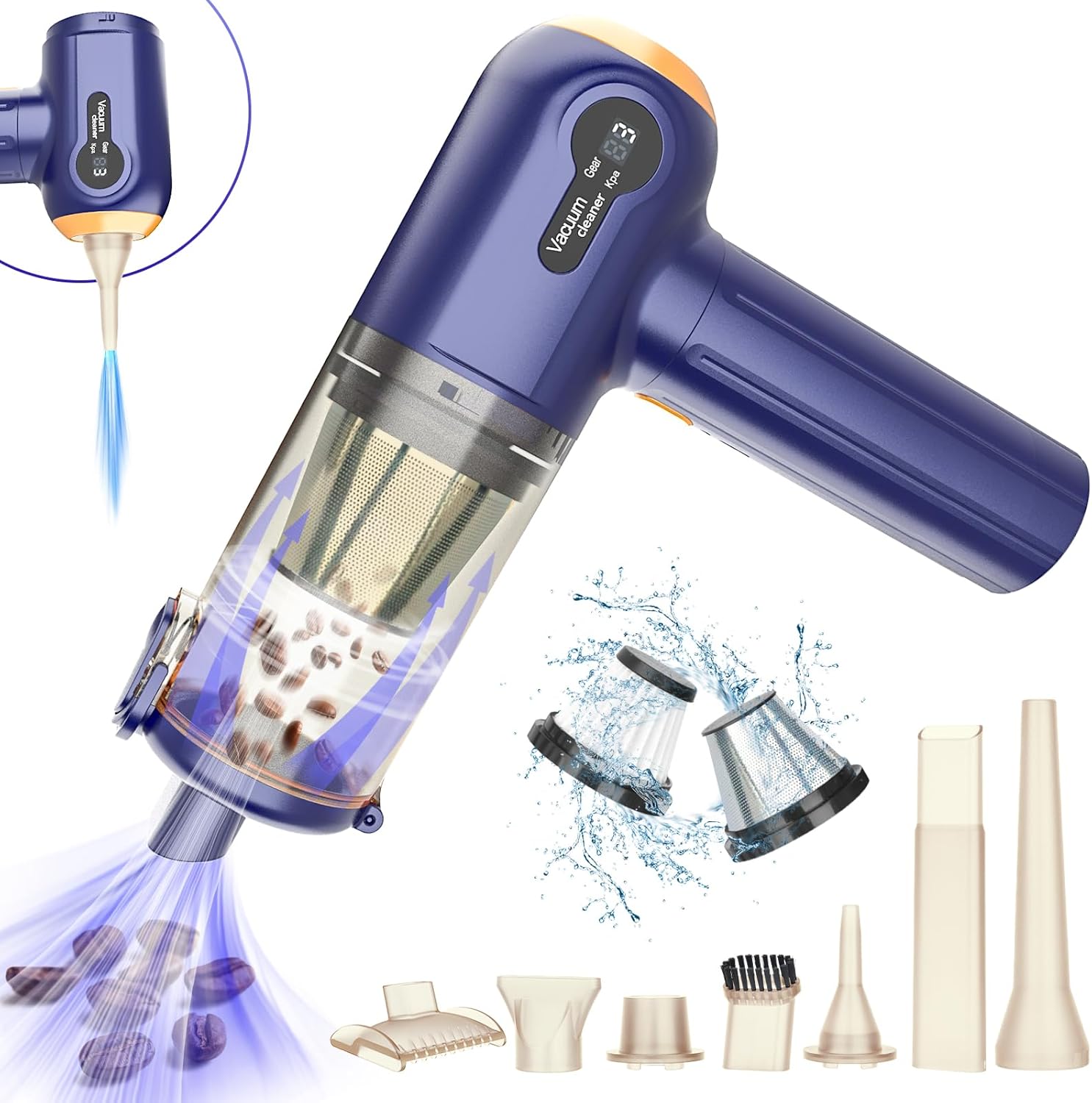 Tiazhan Car Vacuum Cleaner Cordless, 15000Pa Handheld Car Vacuum Cleaner with Po...