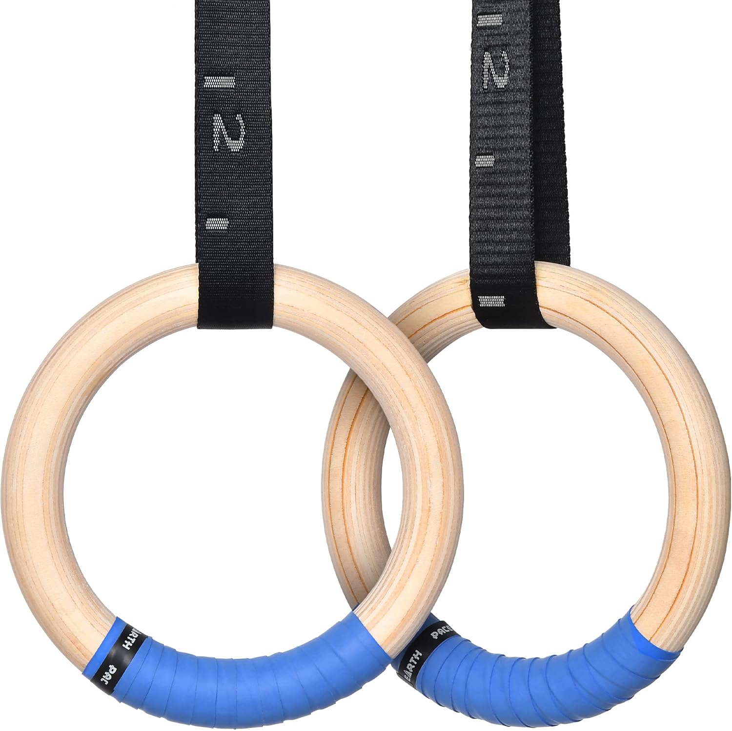 PACEARTH Gymnastics Rings Wooden Olympic Rings 1500/1000lbs with Adjustable Cam...