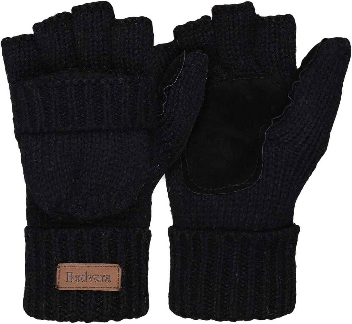 Thermal Insulation Fingerless Texting Wool Gloves for Women and Men Winter Warm...
